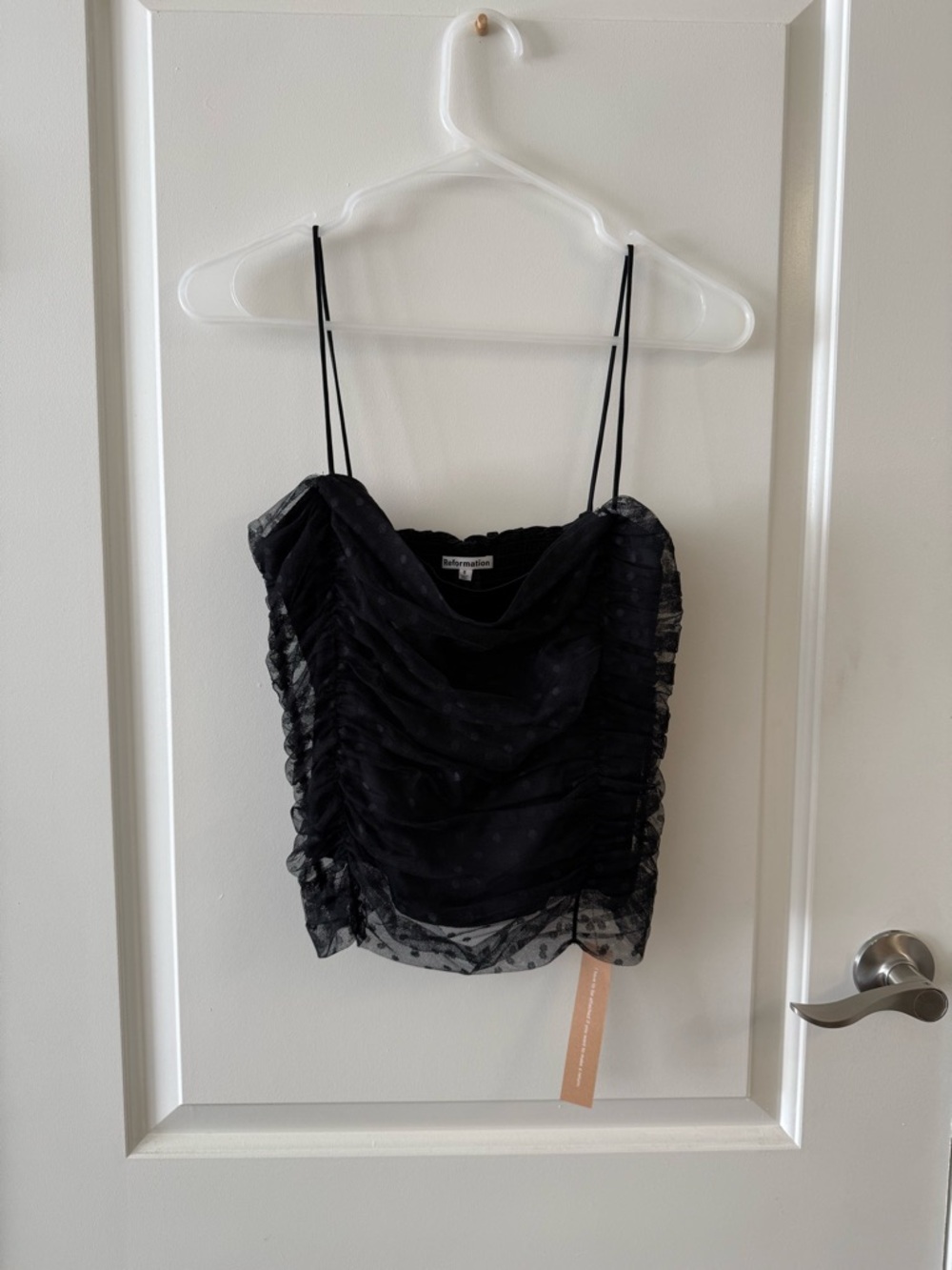 Reformation Amber Top (Black Polka Dots)